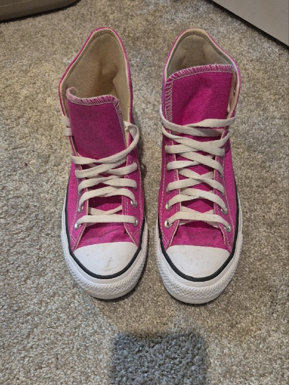 Converse High-Top Sneakers in Bright Pink with White Accents - Picture 4 of 6
